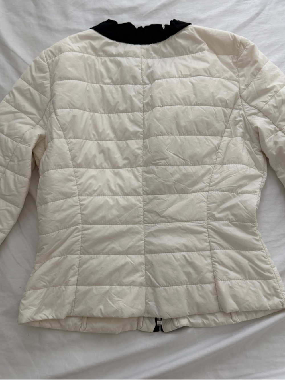 Cream Quilted Puffer Jacket with Black Trim - Picture 4 of 4